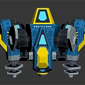 Sci Fi Blue Yellow Robotic Character With Mechanical Structure And Wheel Legs 3d model