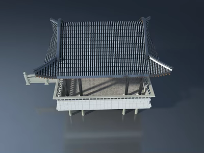 Traditional Chinese Architecture Featuring Wooden Swing Door And Tile Roof Design 3d model