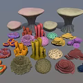 Vibrant Coral Polyps Showcasing Diverse Shapes And Colors In Marine Environment