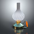 Vintage Candle Lamp Featuring Frosted Glass Shade Twisted Pattern Metal Base And Orange Handle