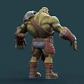 Game and Movie Character With Green Skin Large Beard Armor And Skull Decoration
