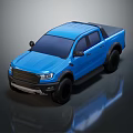 Blue Modern Pickup Truck With Sleek Exterior Design And Cargo Bed