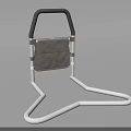 Modern Indoor Safety Fence With Silver Metal Frame Black Armrests And Gray Cushion