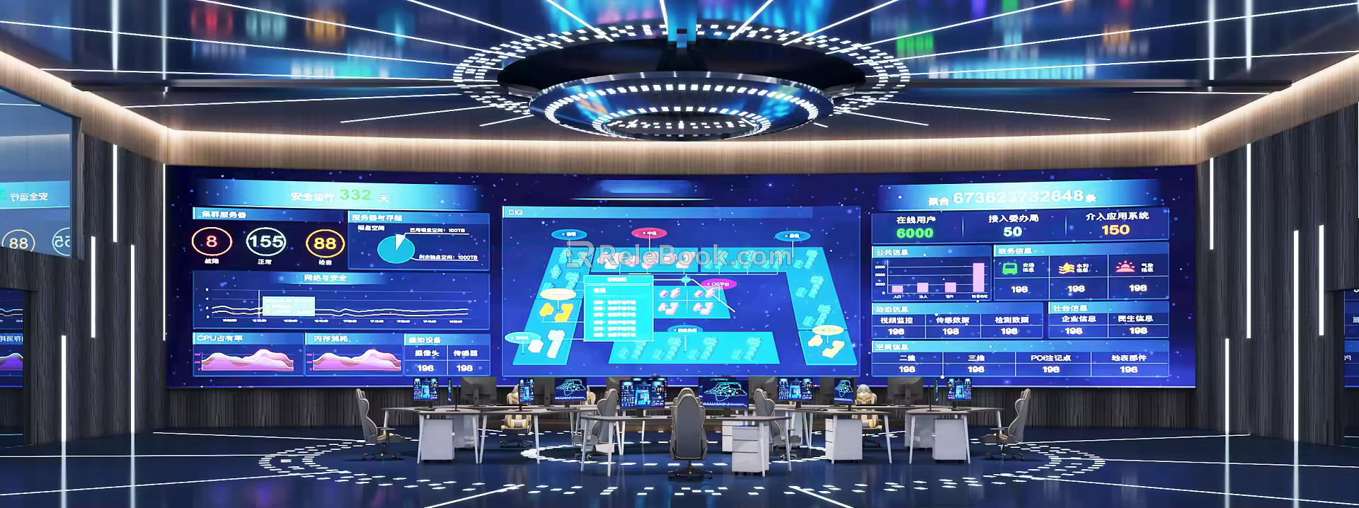 Modern monitoring room Command center Report hall Multi-function hall 3d model