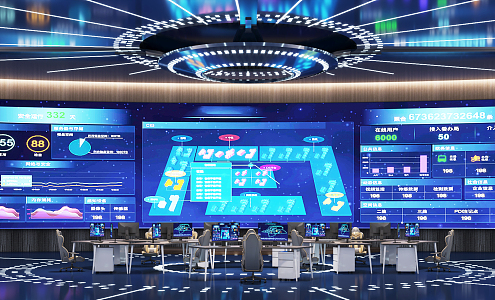 Modern monitoring room Command center Report hall Multi-function hall 3d model