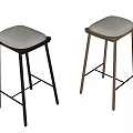 Modern Bar Stools With Black And Brown Frames And Light Upholstered Seats 3d model