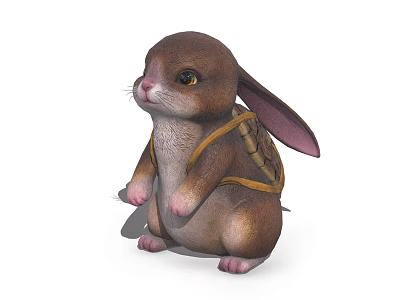 Cute Brown Rabbit With Big Ears And Backpack In Adorable 3D Model Design 3d model