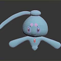 Cute Blue Cartoon Character with Long Ears Big Eyes and Red Chest Decoration