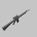 Military Style Assault Rifle With Tactical Scope Textured Barrel And Detachable Magazine