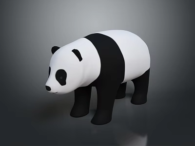 3D Animated Panda Game Character With Black And White Cartoon Design And Friendly Look 3d model