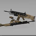 Tactical Rifles Modern Design With Brown Black Finish Magazines And Scopes Displayed On Dark Surface