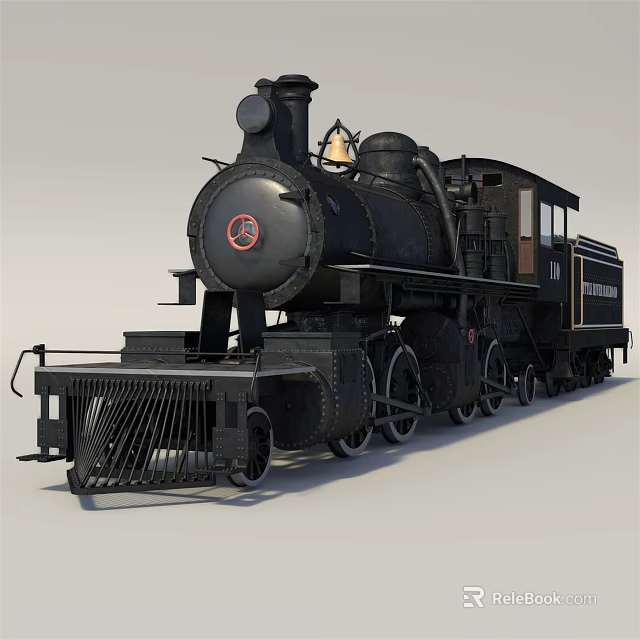 Vintage Black Steam Train With Classic Chimney Bell And Retro Wheels Design 3d model 