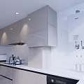 Modern Kitchen Interior Design With Gray Cabinets Marble Countertop And Appliances