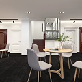 Modern Door Showroom Interior With Wooden And White Doors Tables Chairs And Spotlights