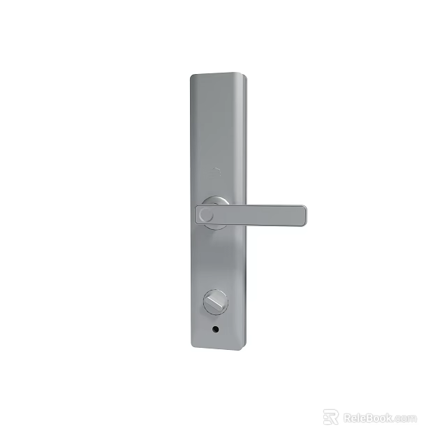 Modern Silver Door Handle With Keyhole And Lock Button Design 3d model