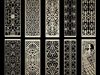 Decorative Room Dividers With Intricate Carved Patterns And Various Designs 3d model