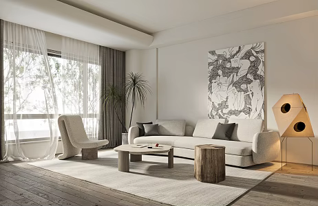 Quiet living room sofa combination 3d model