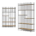 Modern Metal Frame Shelving Unit with Wooden Shelves and Open Storage Design