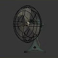 Vintage Electric Fan Classic Design With Metal Cage Blades And Blue Base