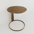 Modern Round Top Wooden Side Table With Circular Metal Base Design 3d model