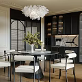 Elegant Living and Dining Room Interior With Green Sofa Crystal Chandelier and Large Window