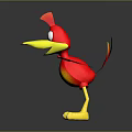 Cartoon Flying Animal With Red Yellow Flame Like Wings Green Eyes And Yellow Feet