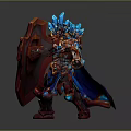 Armored Fantasy Warrior With Mythical Creature Inspired Armor Shield And Glowing Battle Axe