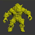 Muscular Boar Warrior Creature With Red Spiked Armor And White Tusks