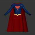 Superhero Superman Costume With Blue Body Red Cape And Yellow Emblem Design