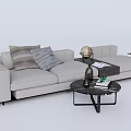 Modern Sectional Sofa Interior With Throw Pillows Coffee Table And Decorative Lamps 3d model