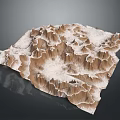 Realistic 3D Mountainous Terrain Featuring Textured Surface And Brown White Patterns 3d model