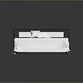 Modern Bed With White Sheet Pillows And Geometric Railing Frame Design