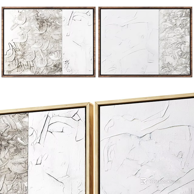Abstract Paintings With Monochrome Textures And Frames 3d model 