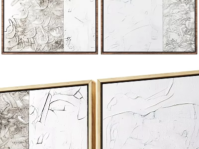 Abstract Paintings With Monochrome Textures And Frames 3d model