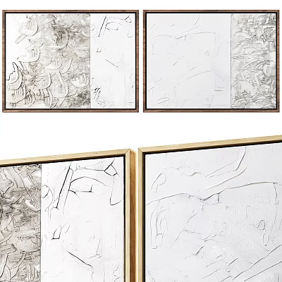 Abstract Paintings With Monochrome Textures And Frames 3d model