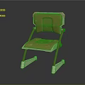 Modern Leisure Chair With Green Frame And Brown Patterned Cushioned Seat
