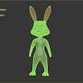 3D Animated Rabbit Character With Grey Body Red Ears And Red Nose Standing Pose