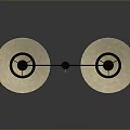 Long Metal Rod With Two Golden Discs On Dark Reflective Background