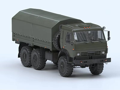 Military Green Six Wheel Drive Utility Truck With Canvas Cargo Bed And Off Road Capability 3d model