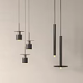 Modern Black Pendant Lights With Cylindrical Design For Minimalist Interior Space 3d model