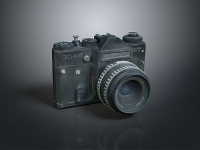 Vintage Zemlya Film Camera With Black Body Classic Lens And Dials 3d model