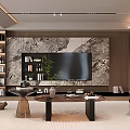 Modern Living Room Interior Design With White Sofa Coffee Table And Marble Accent Wall