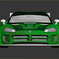 Green Sports Car With Aerodynamic Body And Racing Stripes Rear Spoiler And Alloy Wheels Design