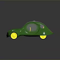 Futuristic Small Green Car With Yellow Wheels Transparent Roof Doors And Red Logo