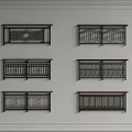 Stylish Metal Railings With Various Decorative Patterns And Different Design Styles 3d model