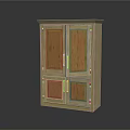 Simple Style Wooden Entryway Cabinet Sideboard With Double Door And Golden Handles
