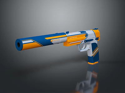 Futuristic Sci Fi Weapon With Blue Orange White Color And Sleek Modern Design 3d model