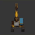 Rusty Yellow Heavy Duty Excavator Utility Vehicle With Tracks And Bucket