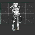 Game Movie Character Red Haired Female In Orange White Outfit With Ryzen Logo Circular Background