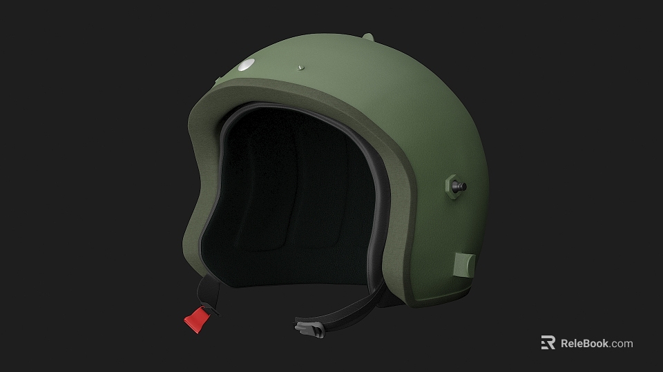 Durable Green Helmet with Inner Padding Red Tag and Adjustable Strap for Protection 3d model 